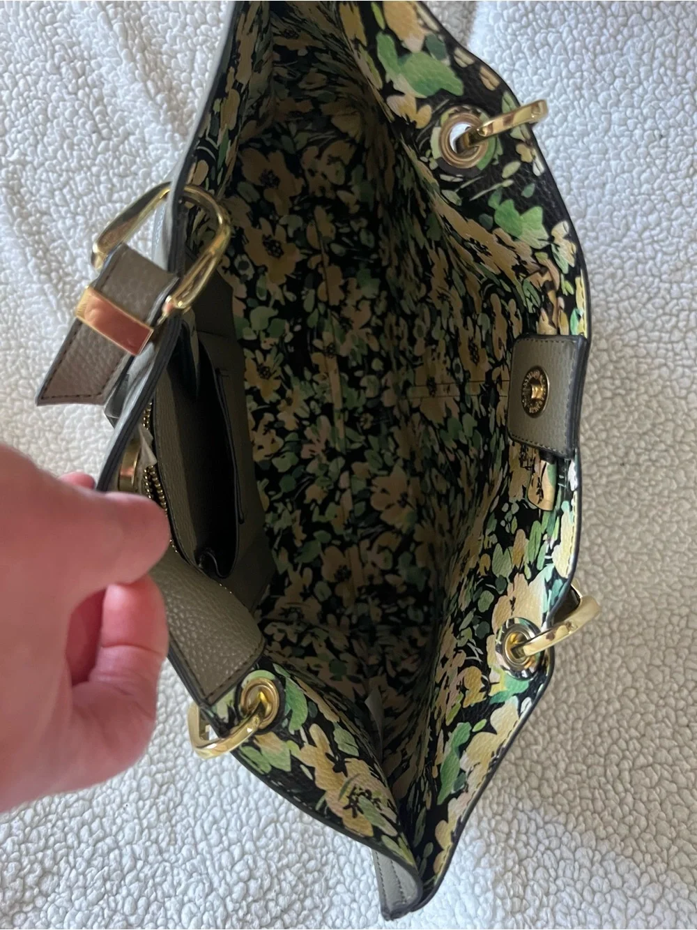 Steve Madden Olive Pebbled Tote with Front Patch Pocket